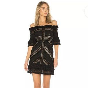 Cinq A Sept Naya Ruffle Black Lace Mini Dress 4